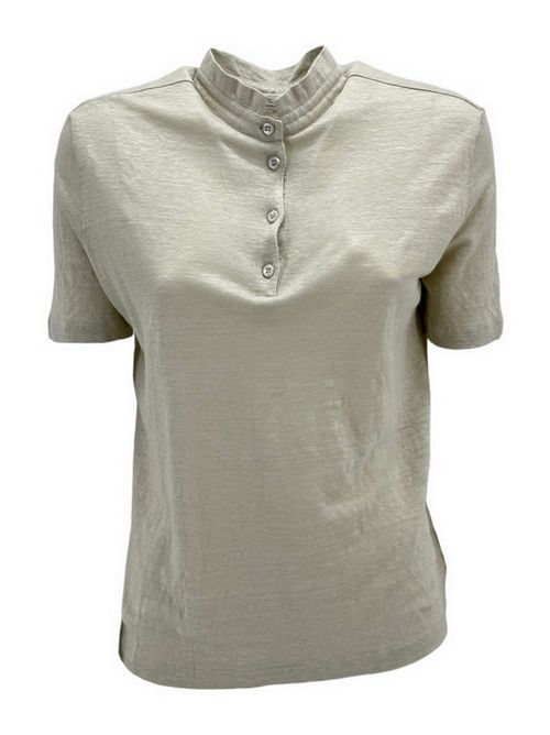 Natural linen polo shirt with stand-up collar La fileria | 60219-96800010